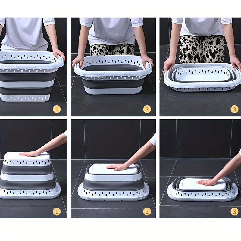 1pc, Large Folding Dirty Laundry Basket, 11.36 Gallon Collapsible Laundry Hamper with Comfort Grip, Space Saving And Easy to Assemble, for Bathroom Dirty Laundry,, Storage And Organization,, Bathroom Organizers And Storage, Laundry Baskets