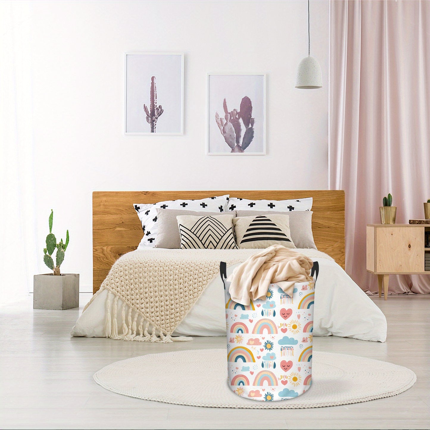 1pc, Rainbow Laundry Basket, Foldable Laundry Basket with PE Coating, Girls Laundry Basket Women Men Laundry Basket, Suitable for Girls Room Decoration, Toy Storage, Gift Basket.(Rainbow), Laundry Baskets