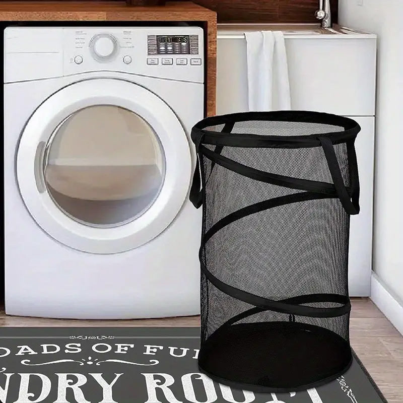 Extra Large Foldable & Portable 1pc Pop-Up Laundry Basket - Breathable Mesh, Durable, Perfect for Storing & Organizing Dirty Clothes - Ideal for Home & Travel