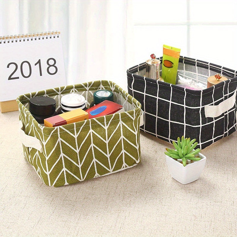 5pcs Square Fabric Storage Bins with Handles, Collapsible Laundry & Toy Baskets in Geometric Patterns, Durable Fabric for Bedroom, Living Room, or Playroom Organization, Laundry Baskets
