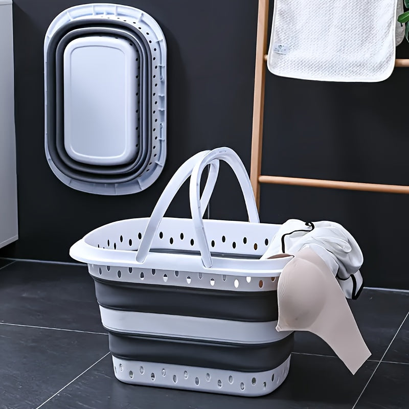 1pc, Large Folding Dirty Laundry Basket, 11.36 Gallon Collapsible Laundry Hamper with Comfort Grip, Space Saving And Easy to Assemble, for Bathroom Dirty Laundry,, Storage And Organization,, Bathroom Organizers And Storage, Laundry Baskets