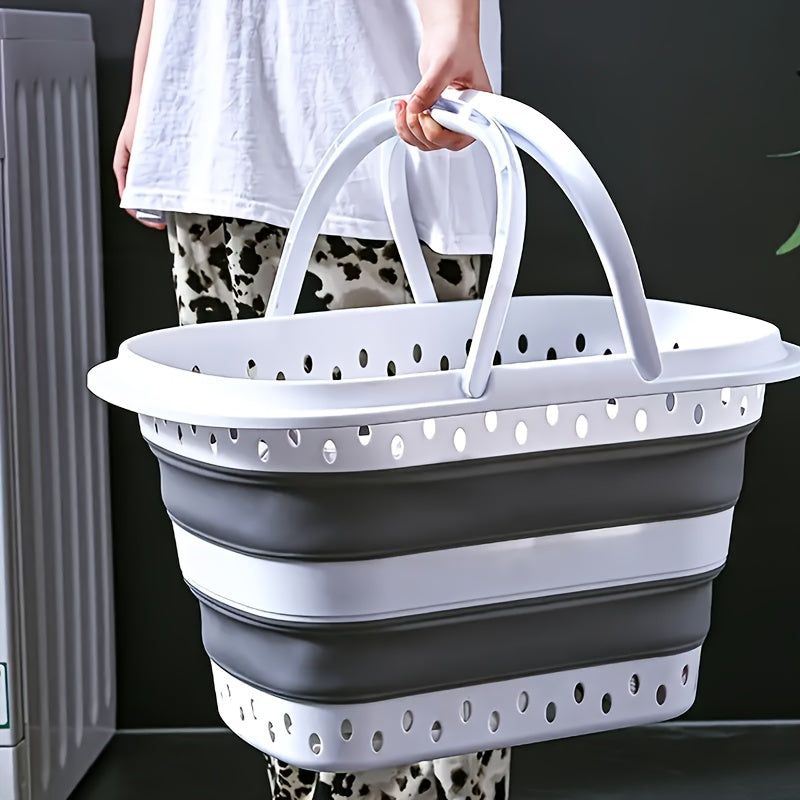 1pc, Large Folding Dirty Laundry Basket, 11.36 Gallon Collapsible Laundry Hamper with Comfort Grip, Space Saving And Easy to Assemble, for Bathroom Dirty Laundry,, Storage And Organization,, Bathroom Organizers And Storage, Laundry Baskets