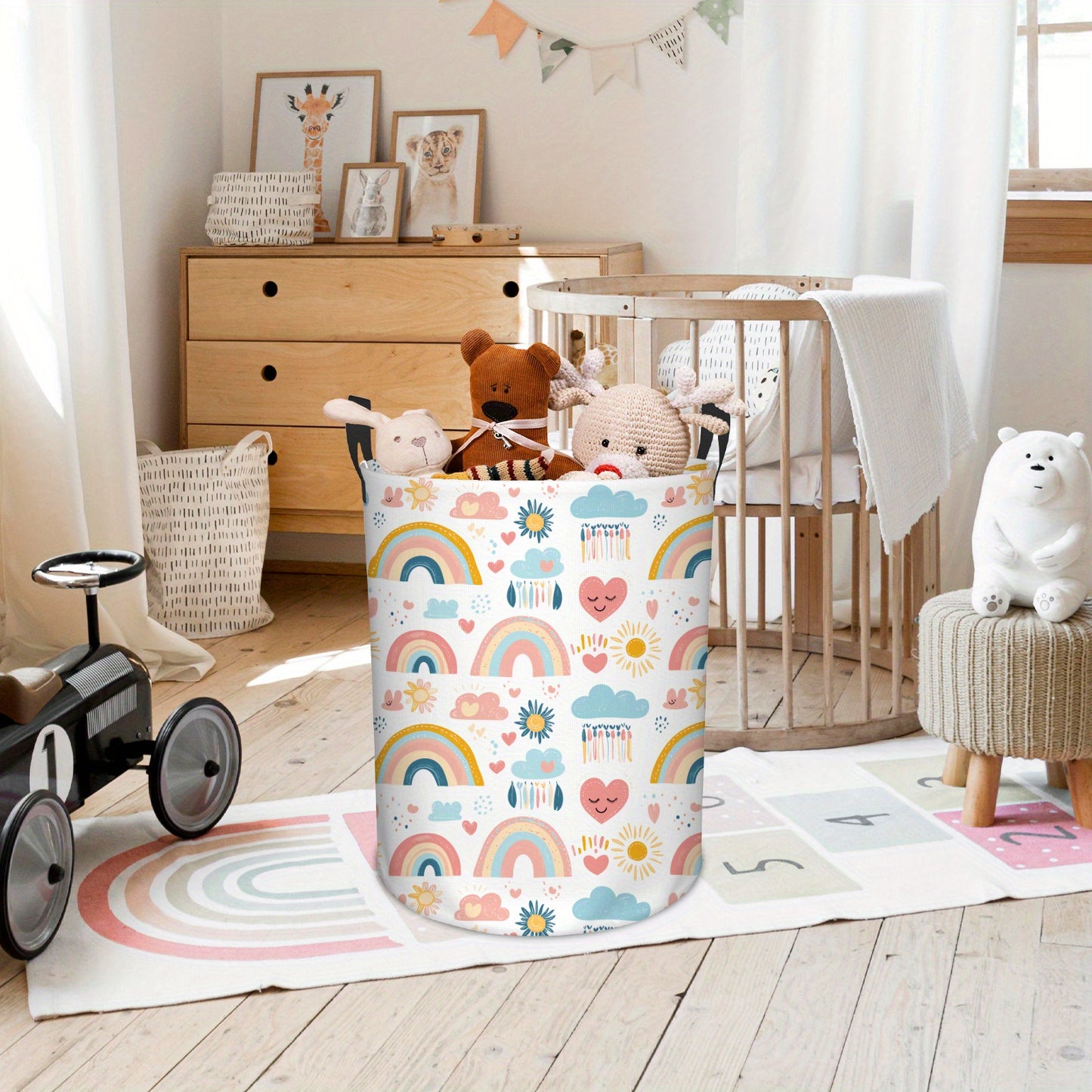 1pc, Rainbow Laundry Basket, Foldable Laundry Basket with PE Coating, Girls Laundry Basket Women Men Laundry Basket, Suitable for Girls Room Decoration, Toy Storage, Gift Basket.(Rainbow), Laundry Baskets