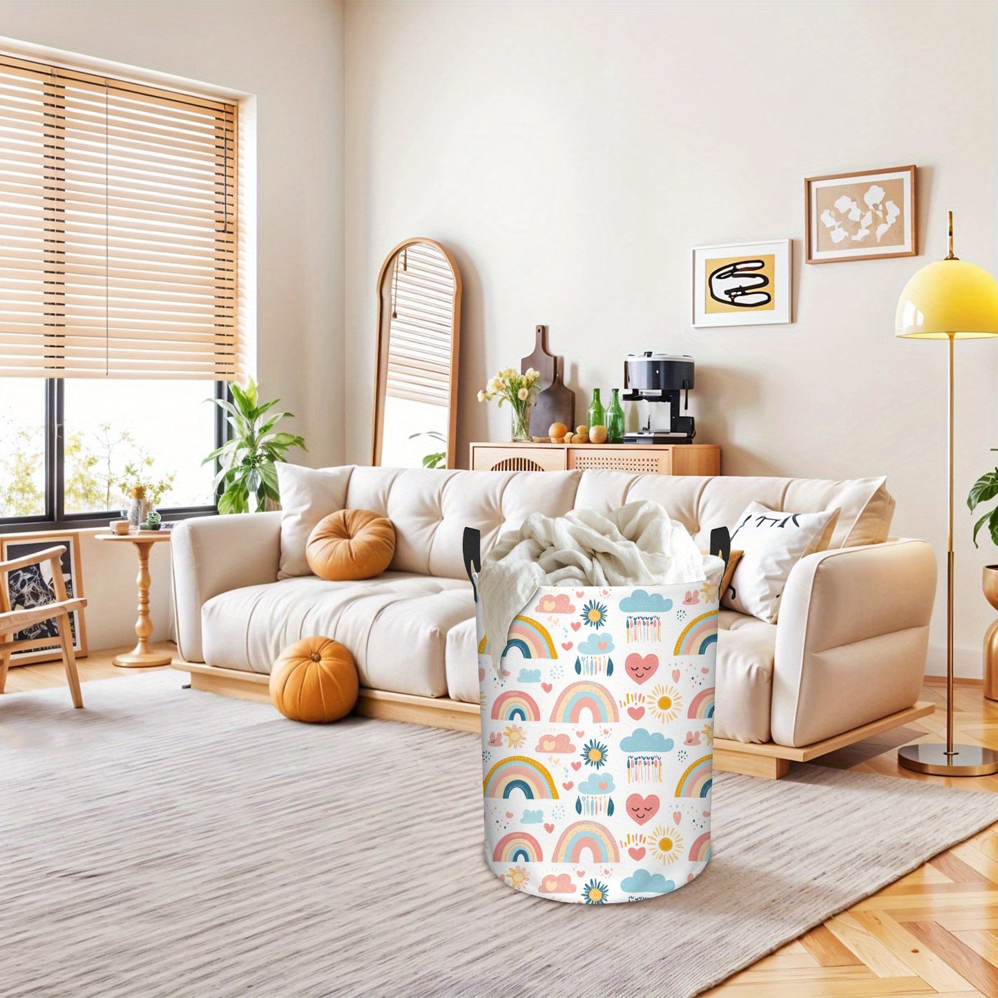 1pc, Rainbow Laundry Basket, Foldable Laundry Basket with PE Coating, Girls Laundry Basket Women Men Laundry Basket, Suitable for Girls Room Decoration, Toy Storage, Gift Basket.(Rainbow), Laundry Baskets
