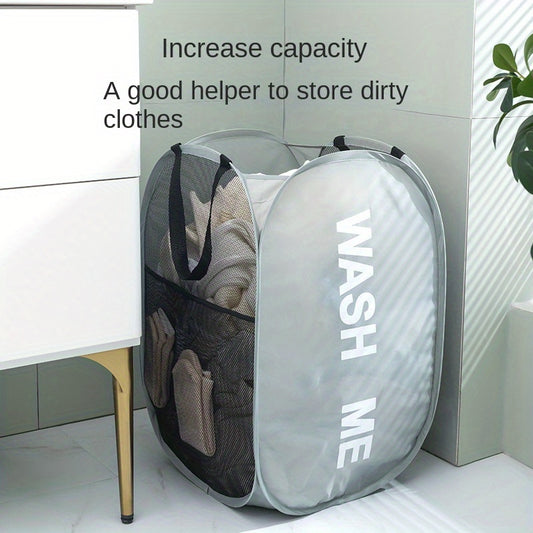 Reversible Polyester Laundry Hamper - Foldable, Hand-Washable, Soft Storage Basket for Bedroom & Plush Toys