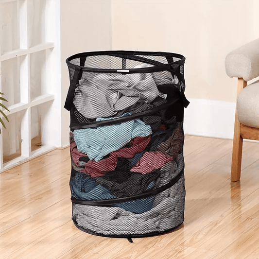 Extra Large Foldable & Portable 1pc Pop-Up Laundry Basket - Breathable Mesh, Durable, Perfect for Storing & Organizing Dirty Clothes - Ideal for Home & Travel