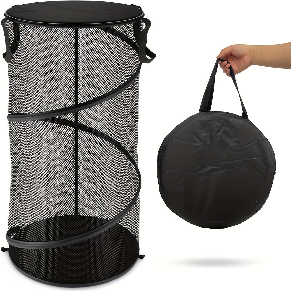 Collapsible Laundry Basket - Foldable Mesh Pop-Up Hamper with Sturdy Handles, Space-Saving Design for Laundry Room, Bathroom, College Dorm & Travel Storage Organizer, Sturdy Handle Construction, Laundry Room Accessories, Laundry Baskets