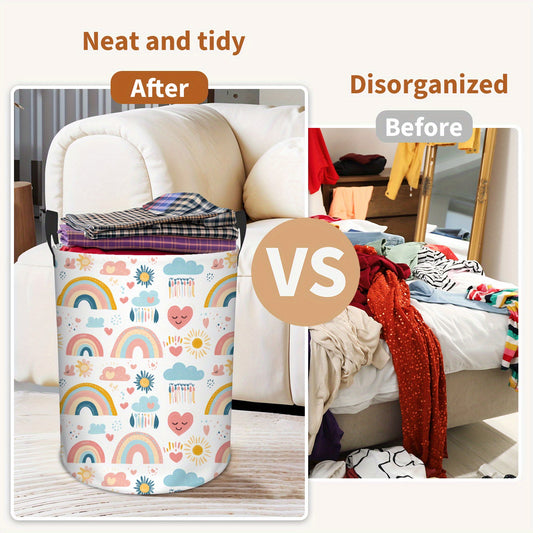 1pc, Rainbow Laundry Basket, Foldable Laundry Basket with PE Coating, Girls Laundry Basket Women Men Laundry Basket, Suitable for Girls Room Decoration, Toy Storage, Gift Basket.(Rainbow), Laundry Baskets